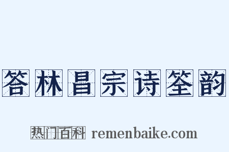 答林昌宗诗筌韵是什么意思的图片